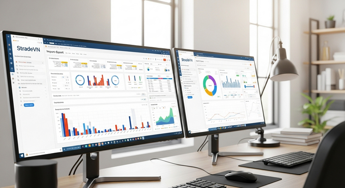 Ứng dụng dữ liệu xuất nhập khẩu trên StradeVn Giao diện báo cáo và dashboard dữ liệu trên StradeVn